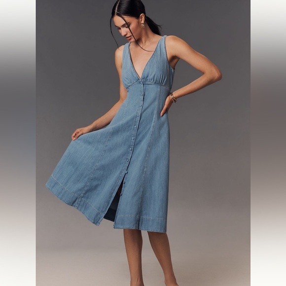 Reformation Sebastien denim midi dress - Picture 1 of 3